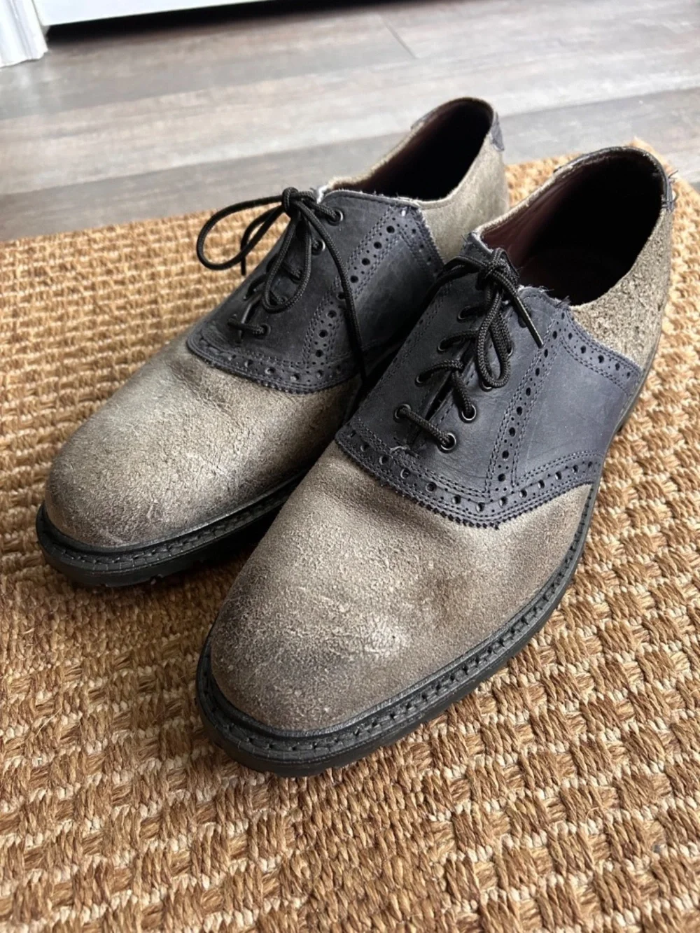 Allen Edmonds Pierpont gray blue leather dress saddle shoes 10D nwob new